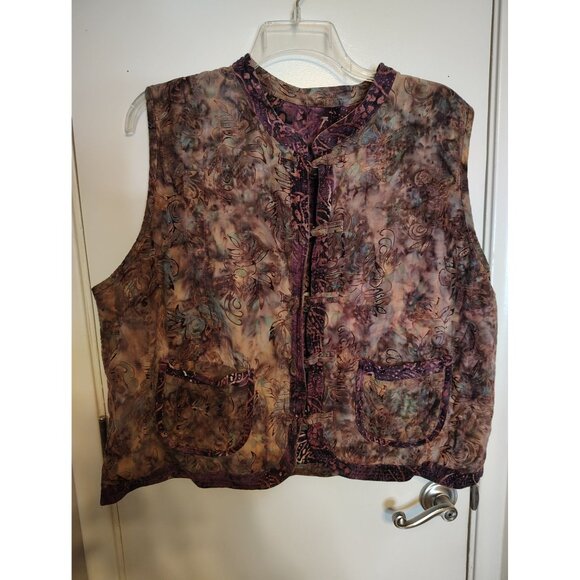 Frivolous La Blend 1X Women's Vest, Art to Wear Lagenlook, Handmade Rayon - Picture 8 of 11